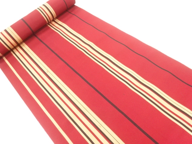 JAPANESE KIMONO / ANTIQUE BOLT FOR HASSUN OBI / SILK / CHIKUZEN HAKATA / WOVEN STRIPE